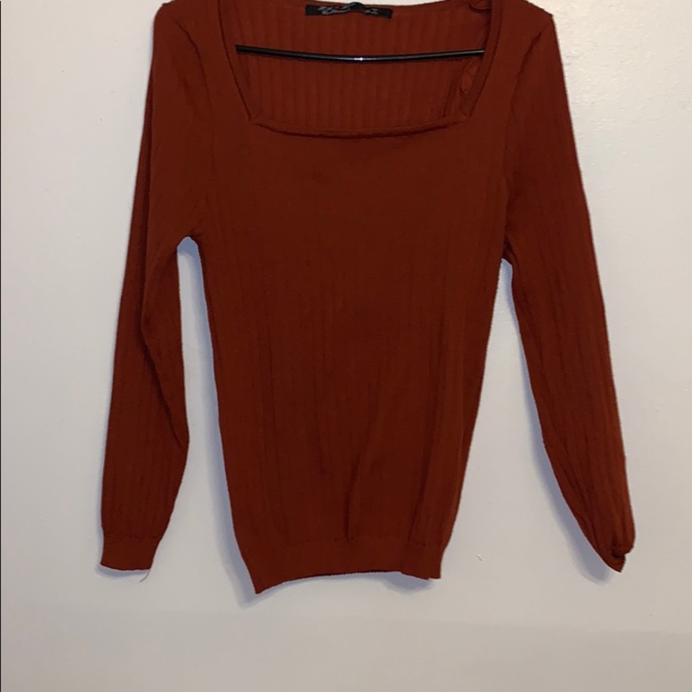 Square cut burgundy sweater